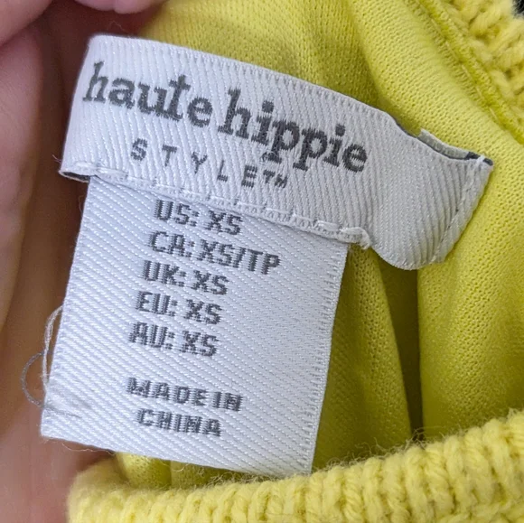 Haute Hippie Chartreuse Knit Maxi Dress XS Textured Resort Coastal Summer - Picture 4 of 6